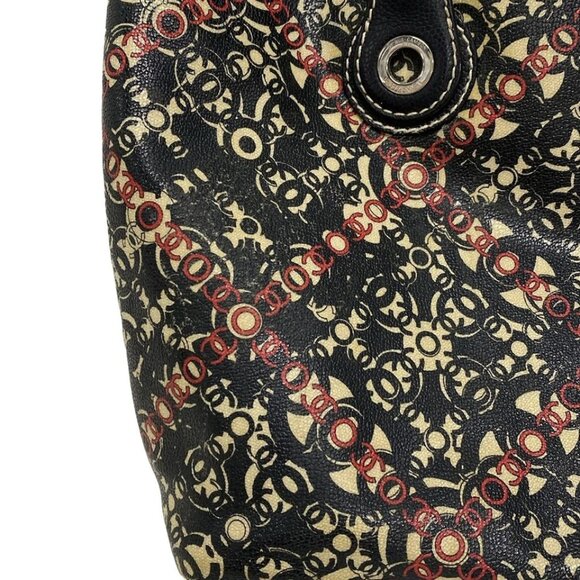 CHANEL Coco Travel Line Black Red Cream PVC Leather Tote Bag 963-073125 - Picture 12 of 14